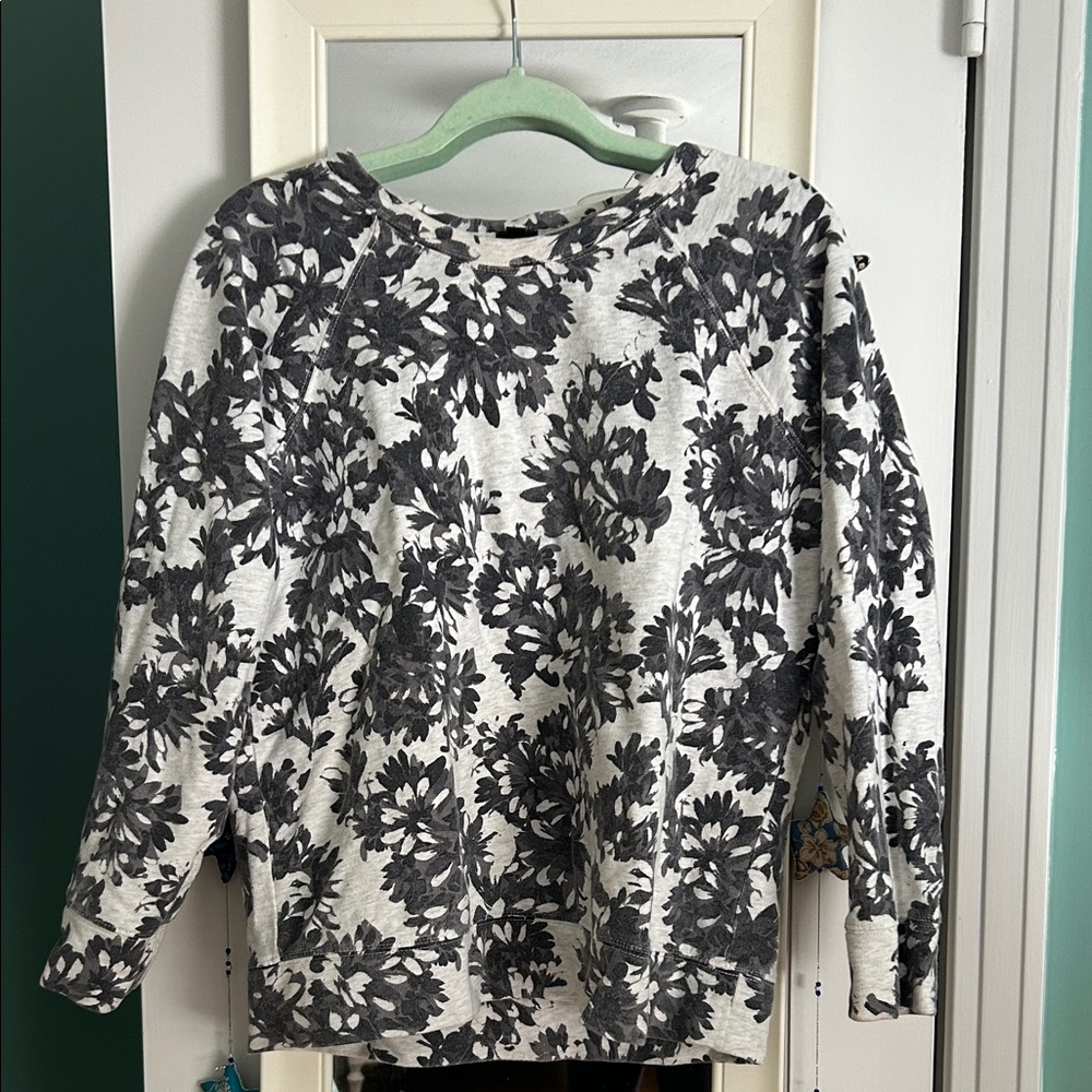 J. Crew Monochrome Floral Knit Top L